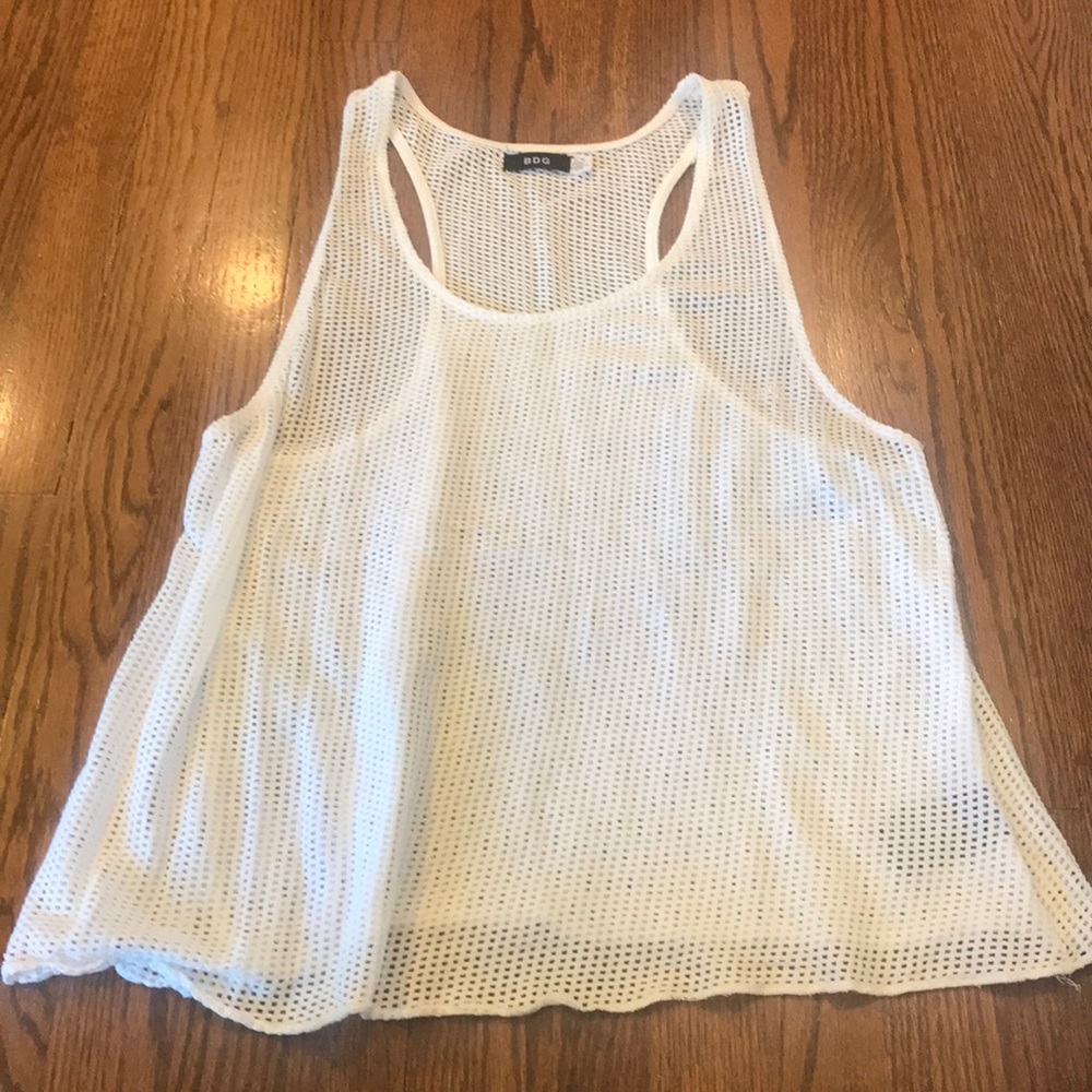 Mesh white tank top